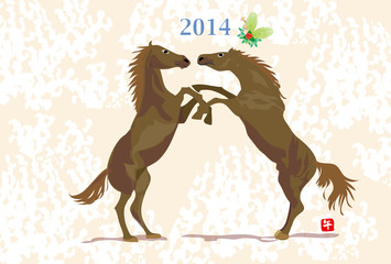 馬のイラスト年賀状素材