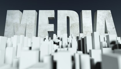 Fototapeta premium 3d Media in City concept, model of cityscape