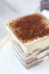 tiramisu cake in glass