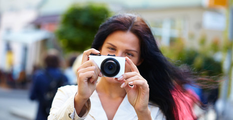 Nice woman making photo