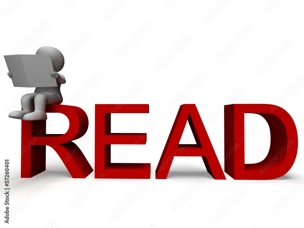 Poster 3d character reading showing intellect