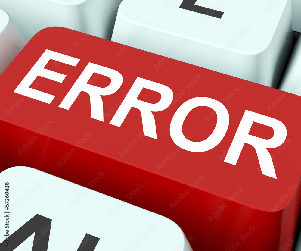 Poster error key shows mistake fault or defects