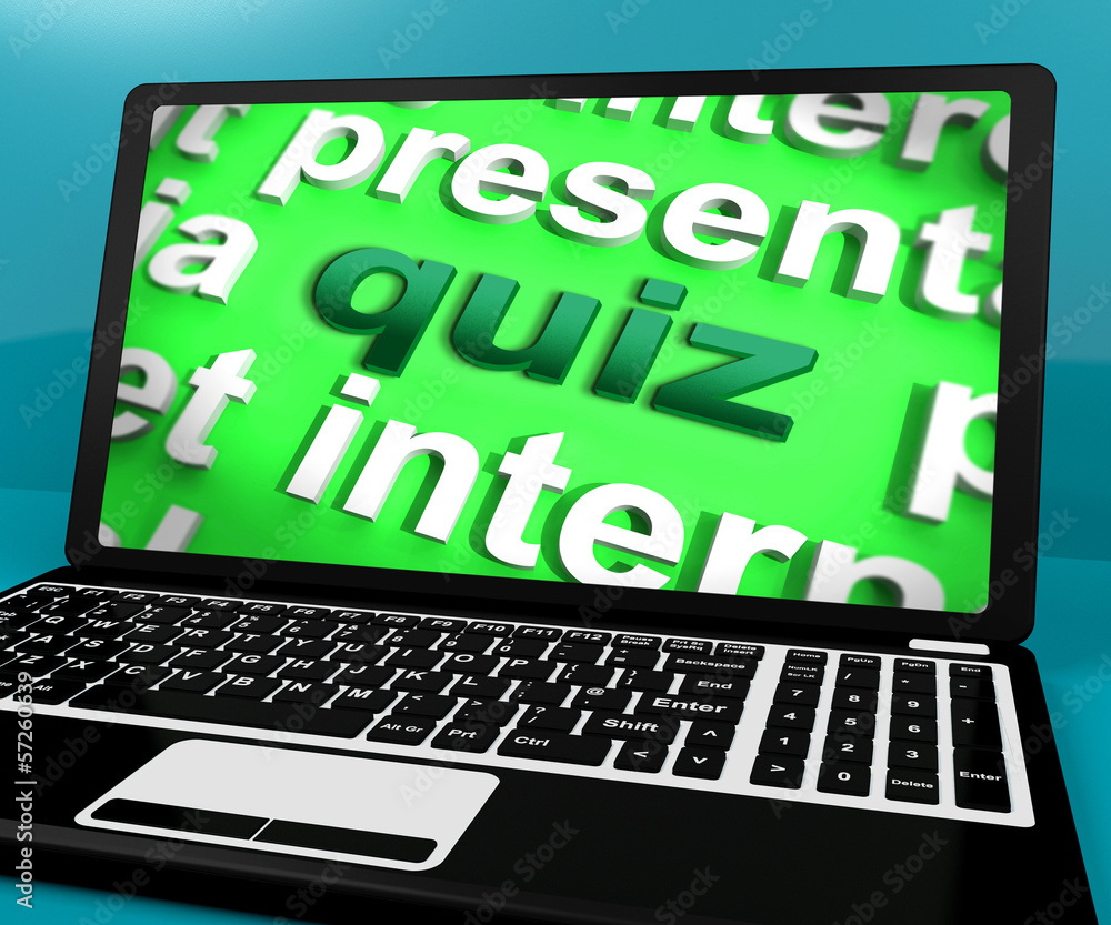 Poster quiz computer means test quizzes or questions online