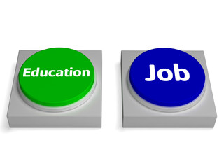 Education Job Buttons Shows Learning Or Earnng