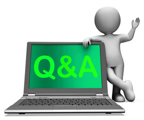 Q&a Laptop Shows Question And Answer Online