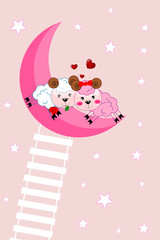 Sheeps in love on the moon