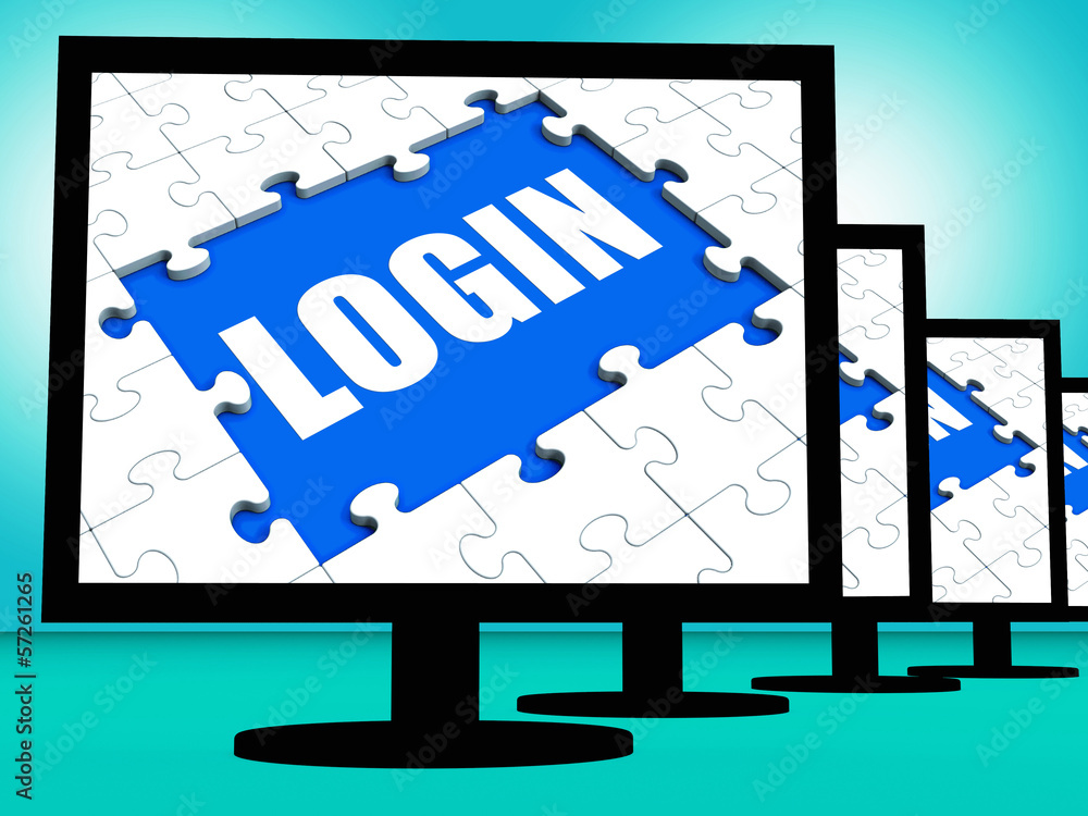 Poster login monitors shows web internet log in security
