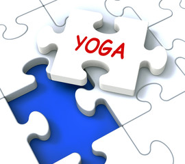 Fototapeta premium Yoga Puzzle Shows Meditate Meditation Health And Relaxation