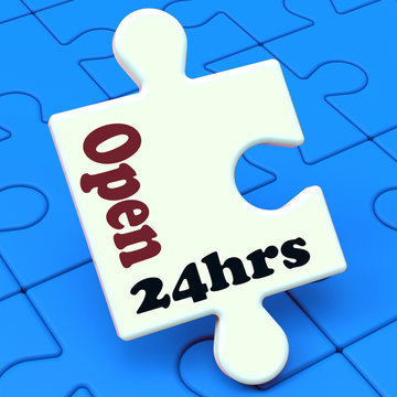 Open 24 Hours Puzzle Shows All Day 24hr Service