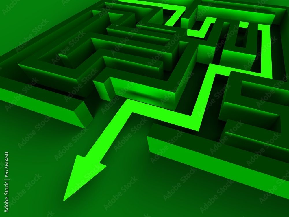 Poster exit maze showing puzzle way out