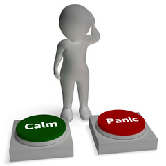Calm Panic Buttons Show Panicking Or Calmness