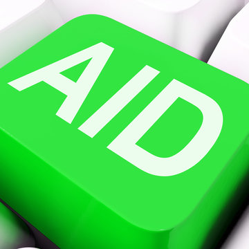 Aid Key Shows Help Assist Or Assistance.