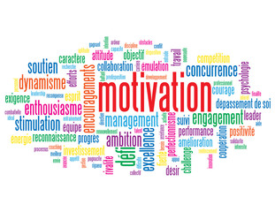 Fototapeta premium Nuage de Tags MOTIVATION (travail équipe management performance)