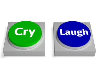 Cry Laugh Buttons Shows Crying Or Laughing