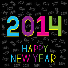 Happy New year 2014. Numbers. Colorful card with abstract design