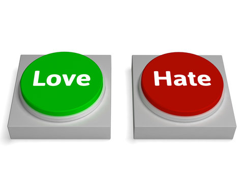 Love Hate Buttons Shows Appraise Or Hateful