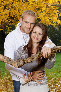 happy young couple embracing