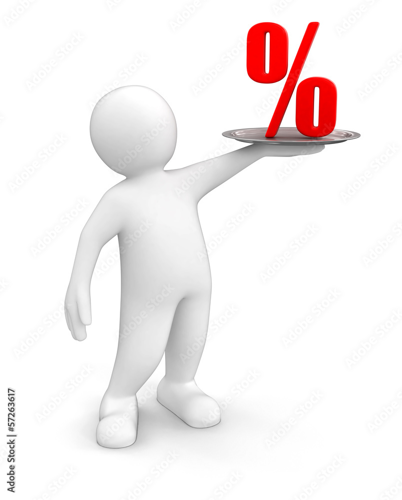Poster man with percent (clipping path included)