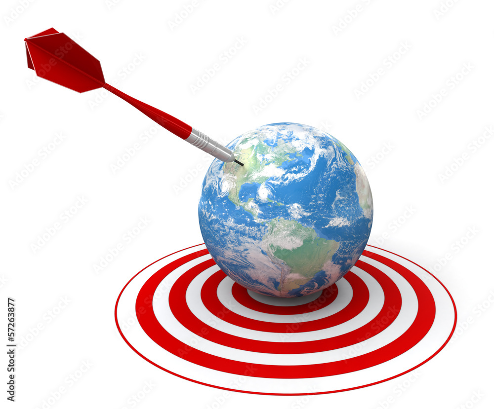 Poster red dart on world target