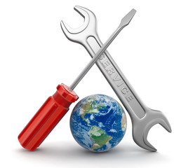 Globe and Tools (clipping path included)