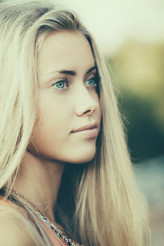 beautiful blond girl sensual portrait