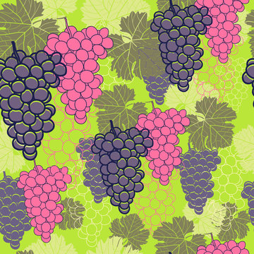 Seamless pattern with fruits of grapes