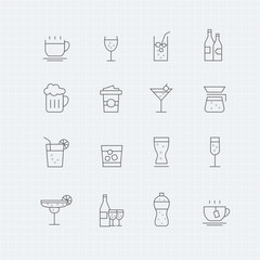 Beverage vector thin line symbol icon