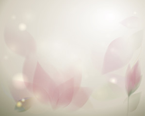Rosy floral leafs / Dreamy spring background