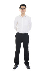 casual asian business man white isolated background
