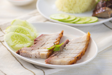 chinese roast pork belly with sauce