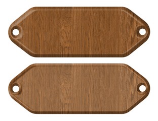 wooden sign board, on white background