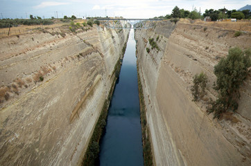 Overview of Corinth canal in Greece