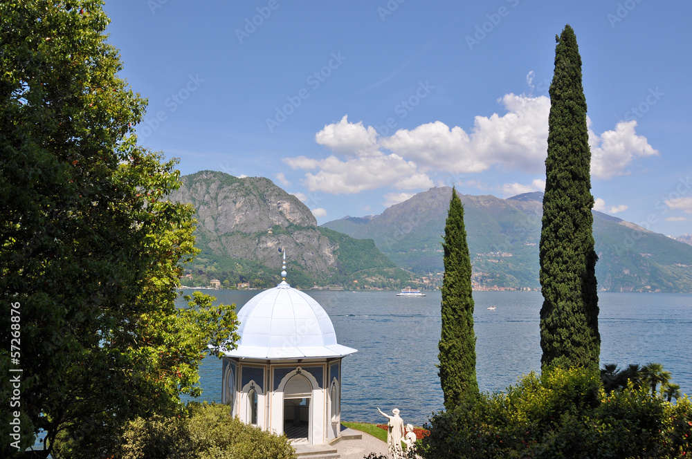 Sticker View to the lake Como from villa Monastero. Italy