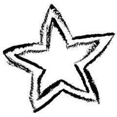 Schwarze Sternkontur mit doppeltem Rand, Kreidezeichnung/Vektor