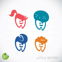 Dentist Symbols, Sign, Illustration, Button, Badge, Logo