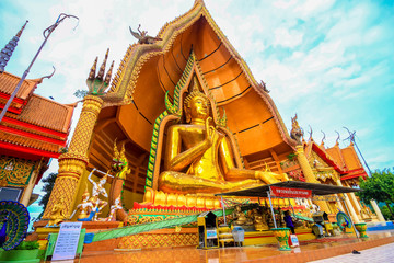 Big golden Buddha in Wat Tham Suea,Kanchanaburi