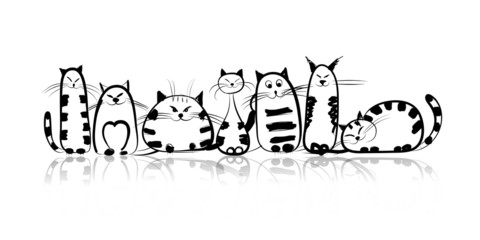 Funny cats family for your design