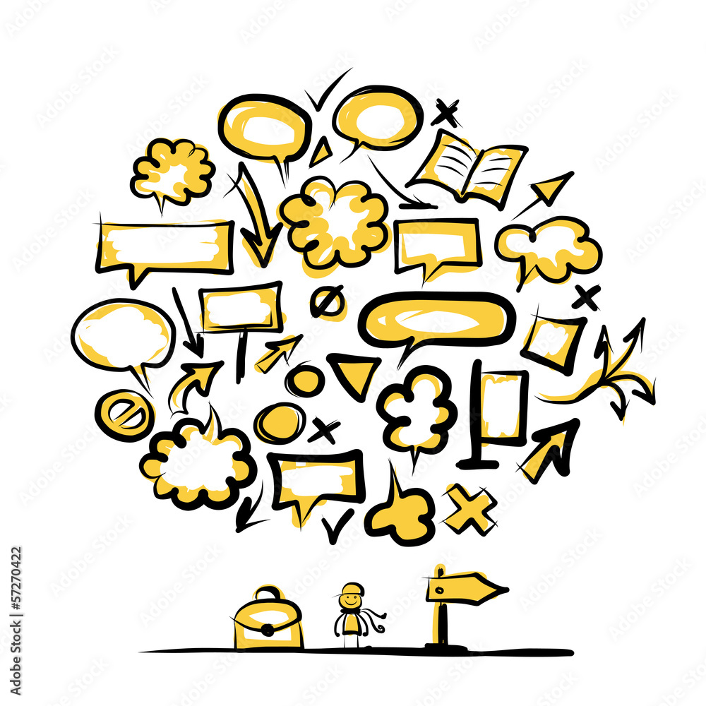 Poster seamless pattern with frames amd arrows, sketch for your design