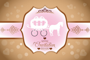 Wedding invitation with horse carriage