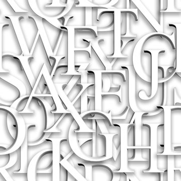 Seamless pattern. Repeating texture with white 3d letters