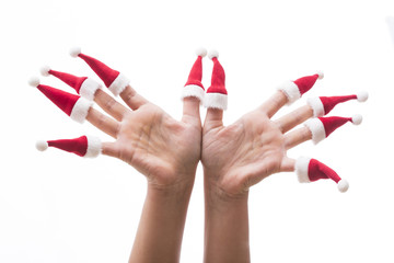 10 kleine Fingerchen mit Weihnachtsmützen