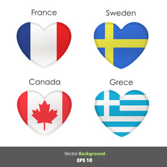 Set of flags heart. Vector design