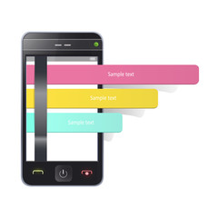 Realistic Phone with colorful select button. 