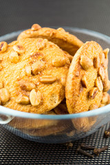 Biscuits background - view of biscuits with almonds
