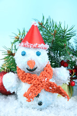 Beautiful snowman on snow