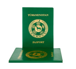 Turkmenistan passport isolated on white background