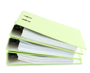 Green folders, isolated on white