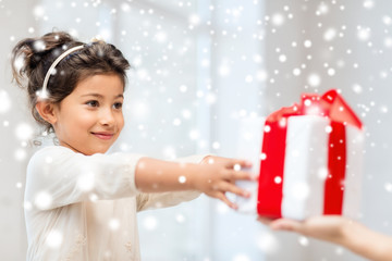 happy child girl with gift box