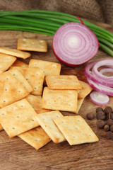 Delicious crackers with onions and spices