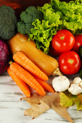 Composition of different vegetables with yellow leaves